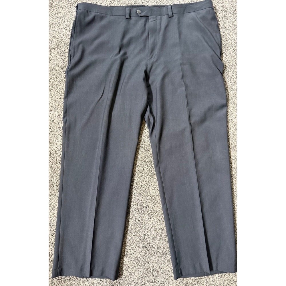 Haggar Mens Charcoal Gray Flat Front Dress Pants 44x30 Repreve Straight Leg